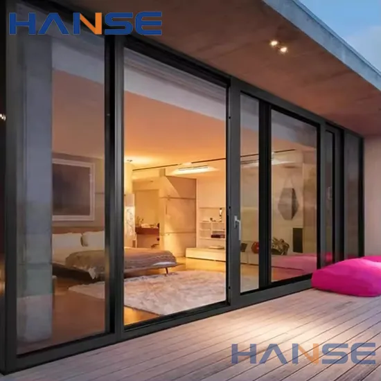 Portes coulissantes en verre à cadre en aluminium de nouvelle conception avec serrure intelligente et empreinte digitale
