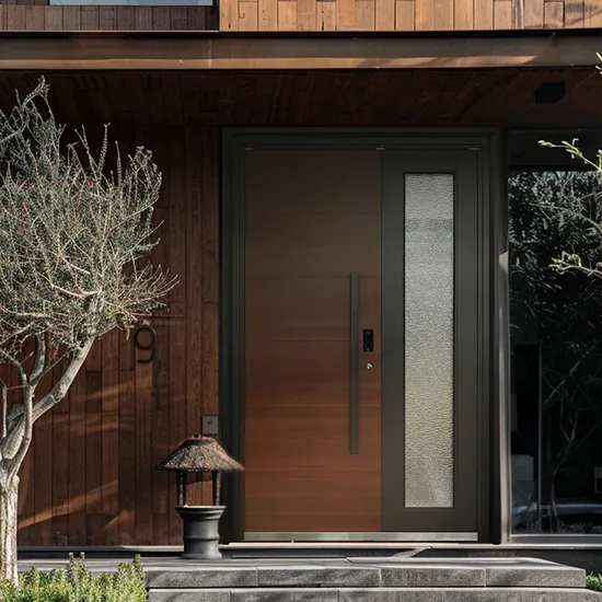 Porte d'entrée de luxe en aluminium, design sécurisé, pour villa