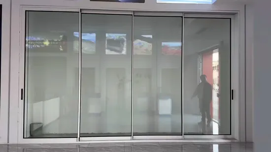 Porte d'entrée coulissante extérieure en verre, électrique et automatique, pour commerce, avec bouton-poussoir sans fil