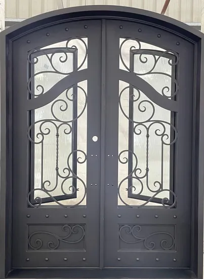 Nouvelles portes d'entrée principales en fer forgé de conception française à double battant